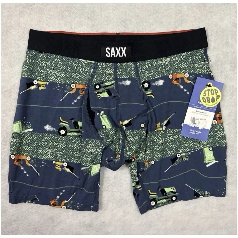 SAXX Vibe Xtra Boxer Brief Mens Small Blue Golf Print Ballpark Pouch NWT